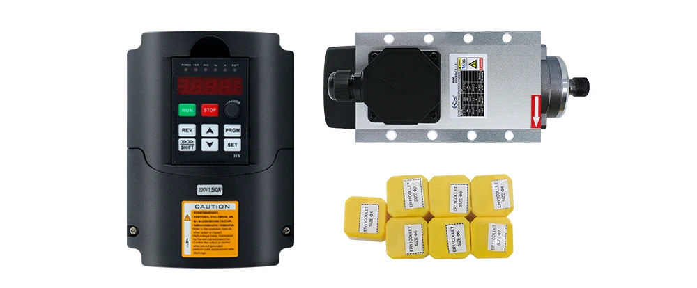 Air Cooled 1.5Kw Spindle Motor Inverter 110V - มอเตอร์แกนหมุน HLTNC 1.5kw ระบายความร้อนด้วยอากาศ พร้อมอินเวอร์เตอร์ 110V/220V