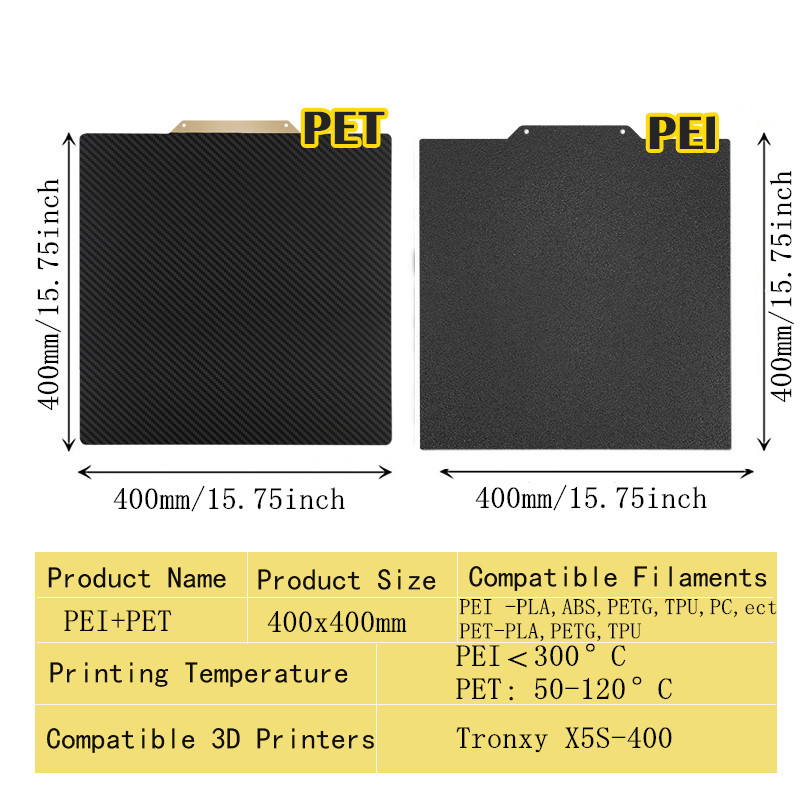 Cnc 3018 Pro Max Metal - แผ่นเหล็กสปริงเคลือบผง PEI PET แบบมีพื้นผิว/เรียบ ขนาด 400x400