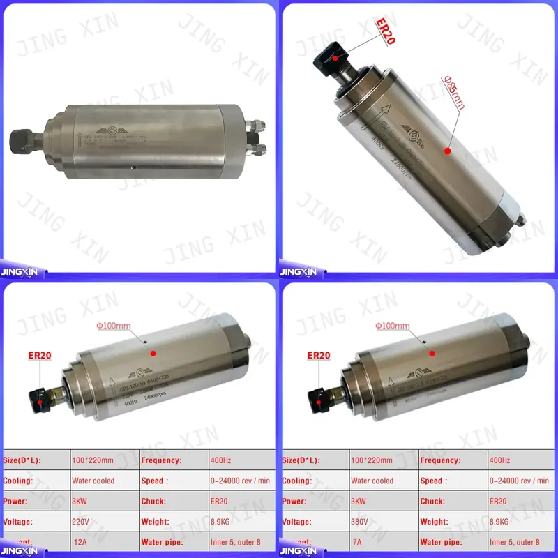 Er20 Collet Chuck Spindle Motor 220V - มอเตอร์สปินเดิล CNC แบบกำหนดเอง 2.2KW 3.0KW 4.5KW