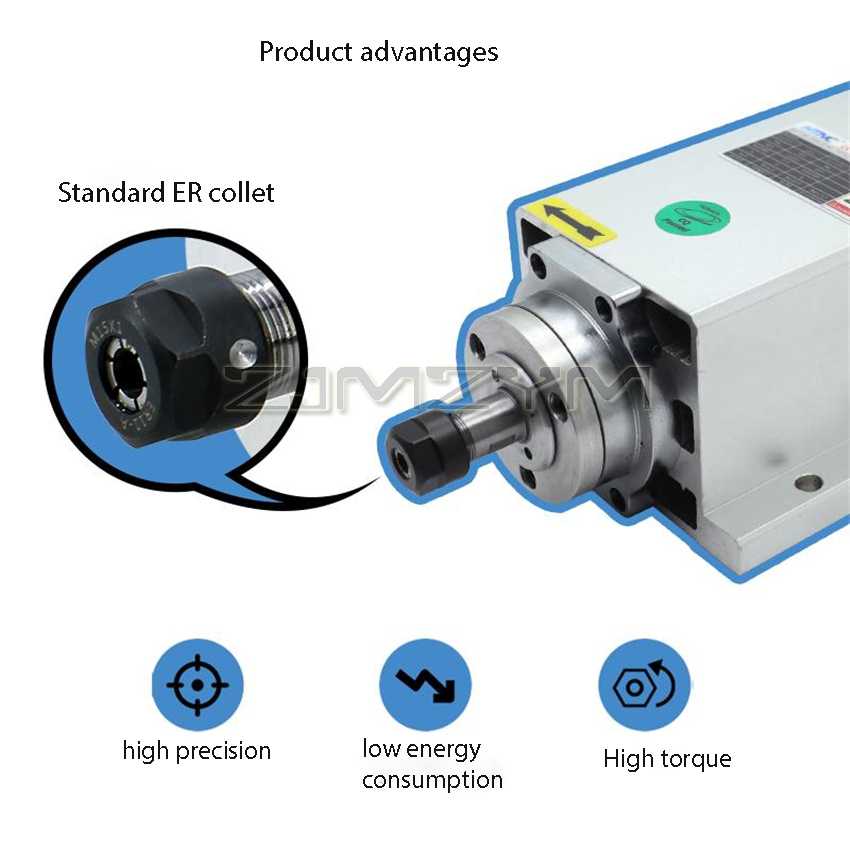 ชุดมอเตอร์แกนหมุนระบายความร้อน - Air Cooled 1.5Kw Spindle Motor Inverter 110V บทวิจารณ์และราคา