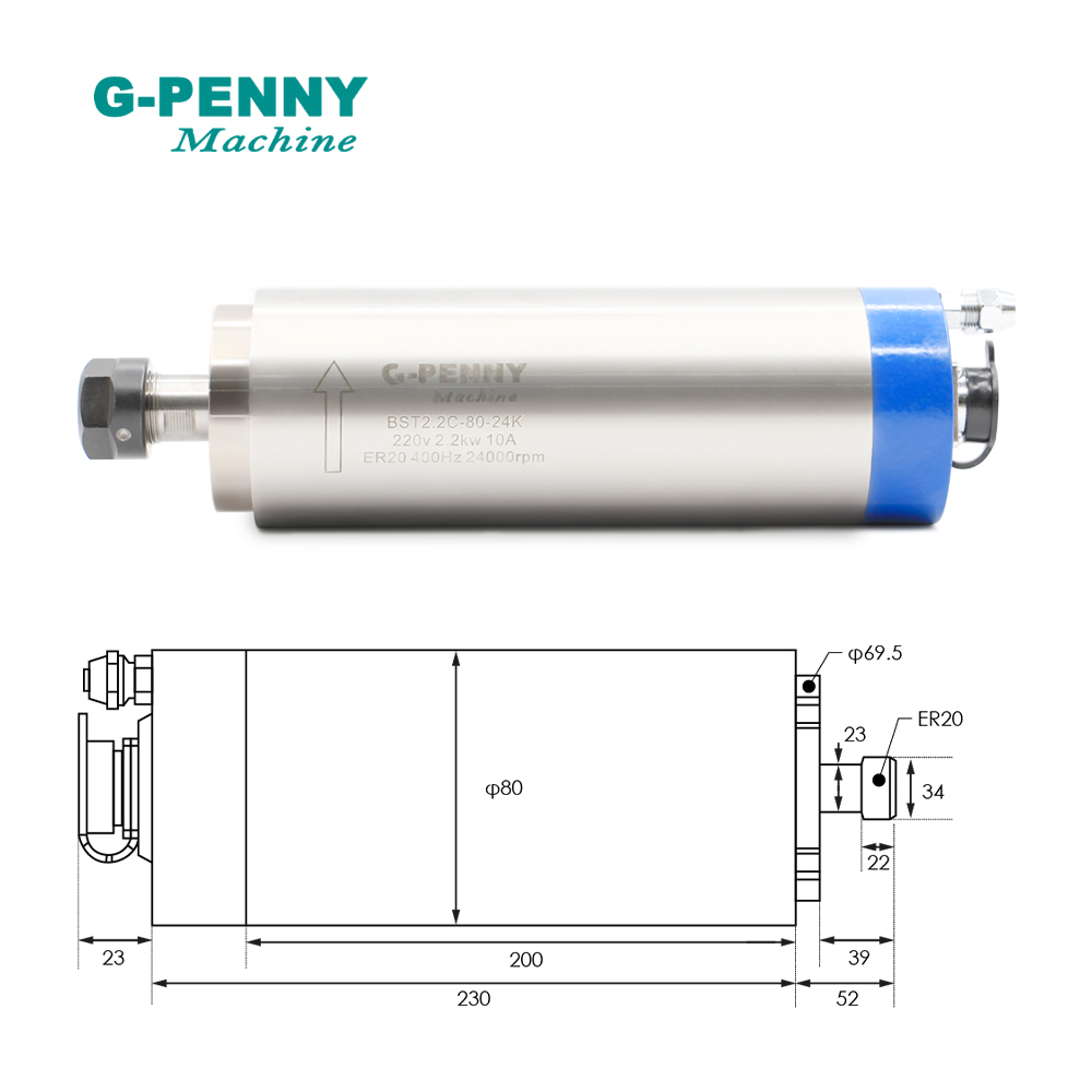 ชุดแกนมอเตอร์ระบายความร้อนด้วย - 2.2Kw Water Cooled Spindle Kit Vfd บทวิจารณ์และราคา