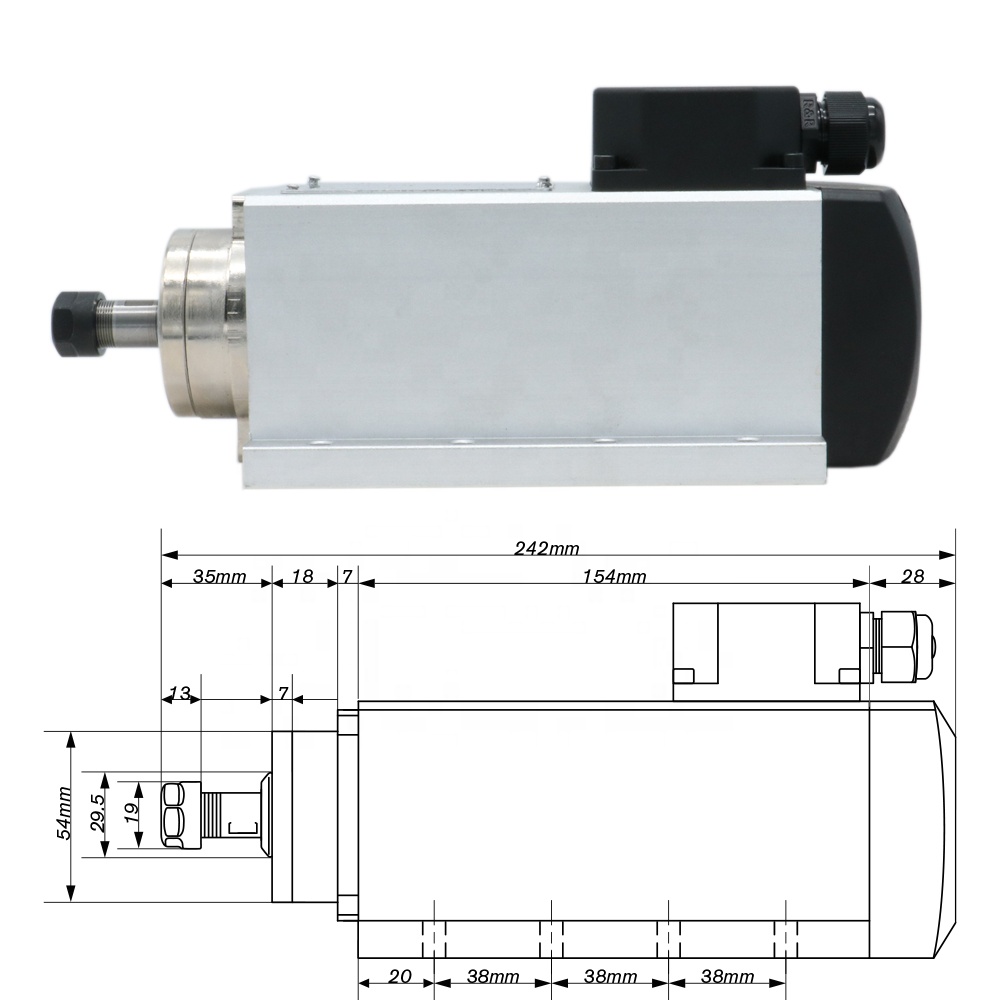 มอเตอร์แกนหมุนแบบระบายความร้อน - Air Cooled 1.5Kw Spindle Motor Inverter 110V บทวิจารณ์และราคา