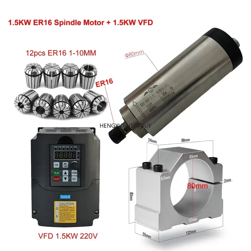 ชุดมอเตอร์แกนหมุนระบายความร้อน - Er20 Collet Chuck Spindle Motor 220V บทวิจารณ์และราคา